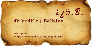 Örmény Balbina névjegykártya